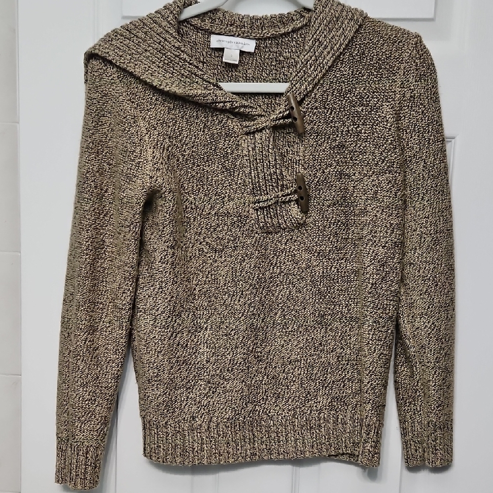 Christopher & Banks Brown Hooded Sweater with Toggle Accents